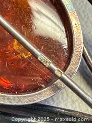 MaxSold Auction: Vintage 925 Silver Amber Pendant / Brooch - Marked  - Toronto (Ontario, Canada) PARTNER MANAGED Reseller Online Auction - Queen Street Wt.