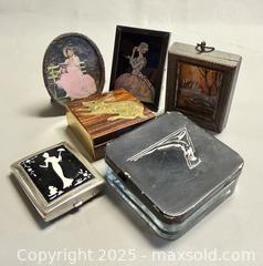 MaxSold Auction: Vintage Collectible Wooden Trinket Box with Brass Rabbit,  Art Nouveau Volupté Powder Compact & More  - Toronto (Ontario, Canada) PARTNER MANAGED Reseller Online Auction - Queen Street Wt.