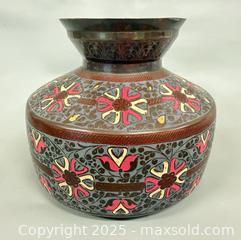 MaxSold Auction: Vintage Engraved Mixed Copper & Brass Hand Painted Vase  - Toronto (Ontario, Canada) PARTNER MANAGED Reseller Online Auction - Queen Street Wt.