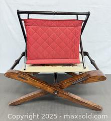 MaxSold Auction: Vintage European Folding Tapestry Footrest / Bench & Folding Wood & Fabric Craft Basket  - Toronto (Ontario, Canada) PARTNER MANAGED Reseller Online Auction - Queen Street Wt.