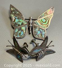 MaxSold Auction: Vintage Mexican 925 Silver Abalone Butterfly Brooch & Earrings Set - Marked / Tested  - Toronto (Ontario, Canada) PARTNER MANAGED Reseller Online Auction - Queen Street Wt.