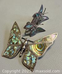 MaxSold Auction: Vintage Mexican 925 Silver Abalone Butterfly Brooch & Earrings Set - Marked / Tested  - Toronto (Ontario, Canada) PARTNER MANAGED Reseller Online Auction - Queen Street Wt.