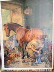 MaxSold Auction: Signed Framed Print of Horse and Farrier with Dog & Donkey - Toronto (Ontario, Canada) SELLER MANAGED Downsizing Online Auction -  Weston Road (CONDO)