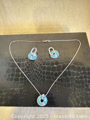 MaxSold Auction: Sterling Silver Turquoise Floral Enamel Necklace & Earrings Set - Toronto (Ontario, Canada) SELLER MANAGED Downsizing Online Auction -  Weston Road (CONDO)