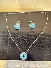 MaxSold Auction: Sterling Silver Turquoise Floral Enamel Necklace & Earrings Set - Toronto (Ontario, Canada) SELLER MANAGED Downsizing Online Auction -  Weston Road (CONDO)