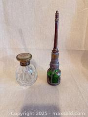 MaxSold Auction: Vintage Green & Clear Cut Crystal Perfume Bottle Lot (2) Faberge  - Toronto (Ontario, Canada) SELLER MANAGED Downsizing Online Auction -  Weston Road (CONDO)