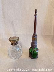 MaxSold Auction: Vintage Green & Clear Cut Crystal Perfume Bottle Lot (2) Faberge  - Toronto (Ontario, Canada) SELLER MANAGED Downsizing Online Auction -  Weston Road (CONDO)