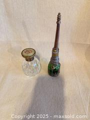MaxSold Auction: Vintage Green & Clear Cut Crystal Perfume Bottle Lot (2) Faberge  - Toronto (Ontario, Canada) SELLER MANAGED Downsizing Online Auction -  Weston Road (CONDO)