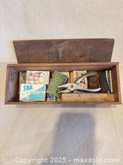 MaxSold Auction: Vintage Wooden Box with Assorted Mid-20th Century Office Supplies - Toronto (Ontario, Canada) SELLER MANAGED Downsizing Online Auction -  Weston Road (CONDO)