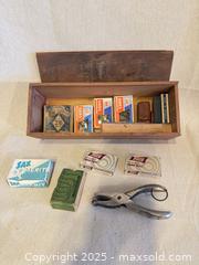 MaxSold Auction: Vintage Wooden Box with Assorted Mid-20th Century Office Supplies - Toronto (Ontario, Canada) SELLER MANAGED Downsizing Online Auction -  Weston Road (CONDO)