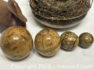MaxSold Auction: Assorted Vintage Artwork Decor Collectables - Carvings, Mask, Bird Nest & Mounted Prints - Livermore (California, USA) SELLER MANAGED Estate Sale Online Auction - Hansen Road