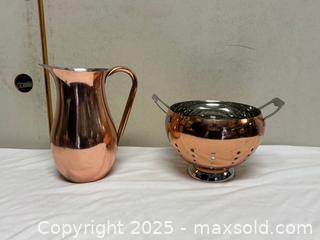 MaxSold Auction: Copper Pitcher and Colander Set - Livermore (California, USA) SELLER MANAGED Estate Sale Online Auction - Hansen Road