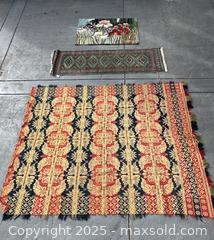 MaxSold Auction: Large Woven Rug, Small Runner and Floral Hooked Tapestry - Livermore (California, USA) SELLER MANAGED Estate Sale Online Auction - Hansen Road