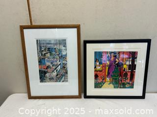 MaxSold Auction: Lot of 2 Framed Artworks by Lawrence Amos & Karen Nevis - Livermore (California, USA) SELLER MANAGED Estate Sale Online Auction - Hansen Road