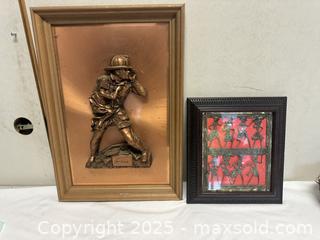 MaxSold Auction: Lot of 2 Framed Decorative Relief Wall Plaques — Firefighter & Dokra - Livermore (California, USA) SELLER MANAGED Estate Sale Online Auction - Hansen Road