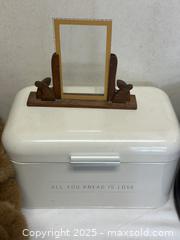 MaxSold Auction: Lot of 4 Assorted Items: Plush Bear, Bread Box, Mirror, Hat Box - Livermore (California, USA) SELLER MANAGED Estate Sale Online Auction - Hansen Road