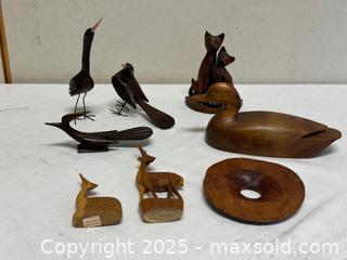 MaxSold Auction: Lot of 8 Carved Wooden Figurines / Wooden Decor - Livermore (California, USA) SELLER MANAGED Estate Sale Online Auction - Hansen Road