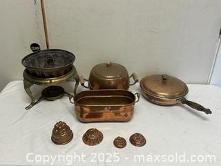 MaxSold Auction: Lot of vintage copper cookware and molds, approx. 9 pieces - Livermore (California, USA) SELLER MANAGED Estate Sale Online Auction - Hansen Road