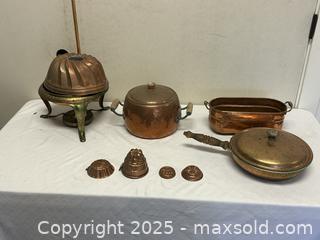 MaxSold Auction: Lot of vintage copper cookware and molds, approx. 9 pieces - Livermore (California, USA) SELLER MANAGED Estate Sale Online Auction - Hansen Road