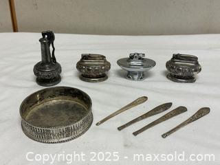 MaxSold Auction: Lot of Vintage Silver-Plated Table Lighters & Accessories - Livermore (California, USA) SELLER MANAGED Estate Sale Online Auction - Hansen Road