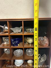 MaxSold Auction: Mid-Century Wooden 5x5 Cubby with Miniature Glass & Metal Salt Cellars - Livermore (California, USA) SELLER MANAGED Estate Sale Online Auction - Hansen Road