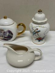 MaxSold Auction: Mixed Porcelain/Ceramic Decorative Set, 5 Pieces (Kinkade, Franciscan, Jam) - Livermore (California, USA) SELLER MANAGED Estate Sale Online Auction - Hansen Road