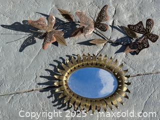 MaxSold Auction: Porch / Patio Decor: Butterfly Vine, Mirror Frame and Bird Hook Set - Livermore (California, USA) SELLER MANAGED Estate Sale Online Auction - Hansen Road