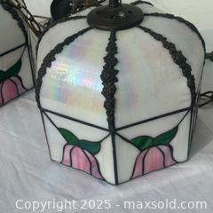 MaxSold Auction: Set of 3 Hanging Stained Glass Pendant Lamps, Tulip Shade - Livermore (California, USA) SELLER MANAGED Estate Sale Online Auction - Hansen Road