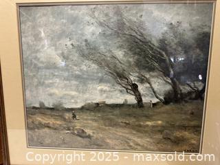 MaxSold Auction: Two matted & framed art prints - Corot / Kristin Lindseth - Livermore (California, USA) SELLER MANAGED Estate Sale Online Auction - Hansen Road