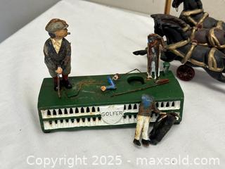 MaxSold Auction: Vintage cast-iron toy lot: golfer banks, horse wagon, skillet - Livermore (California, USA) SELLER MANAGED Estate Sale Online Auction - Hansen Road
