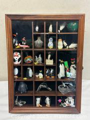 MaxSold Auction: Wooden Shadowbox Display Case with Glass Door & Penguin Figurines - Livermore (California, USA) SELLER MANAGED Estate Sale Online Auction - Hansen Road