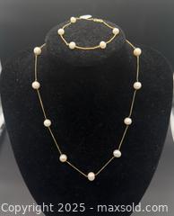 MaxSold Auction: 14k Yellow Gold pearl necklace & bracelet set weighs 12.7gr - Markham (Ontario, Canada) SELLER MANAGED Downsizing Online Auction - Loring Crescent