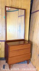 MaxSold Auction: Vintage 1960s MCM Walnut 3-Drawer Dresser + Vanity Mirror - Hamilton (Ontario, Canada) SELLER MANAGED Estate Sale Online Auction - Gertrude Street
