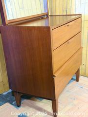MaxSold Auction: Vintage 1960s MCM Walnut 3-Drawer Dresser + Vanity Mirror - Hamilton (Ontario, Canada) SELLER MANAGED Estate Sale Online Auction - Gertrude Street