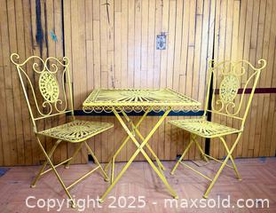 MaxSold Auction: Vintage Yellow Wrought Iron Bistro Set - Hamilton (Ontario, Canada) SELLER MANAGED Estate Sale Online Auction - Gertrude Street