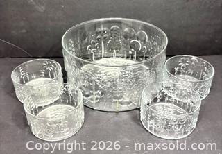 MaxSold Auction: Vintage MCM Iittala Finland Floral Design 5pc Fruit/Salad Bowls Design by Oiva Toikka  - Newmarket (Ontario, Canada) SELLER MANAGED Reseller Online Auction - Lundys Lane