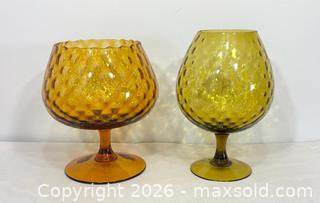 MaxSold Auction: Vintage Mid-Century Italian Empoli Glass Brandy Snifter Shaped Ribbed Vases - Newmarket (Ontario, Canada) SELLER MANAGED Reseller Online Auction - Lundys Lane