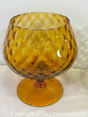 MaxSold Auction: Vintage Mid-Century Italian Empoli Glass Brandy Snifter Shaped Ribbed Vases - Newmarket (Ontario, Canada) SELLER MANAGED Reseller Online Auction - Lundys Lane