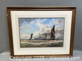 MaxSold Auction: Watercolor Seascape Painting  - Cranston (Rhode Island, USA) PARTNER MANAGED Downsizing Online Auction - Elmwood Avenue