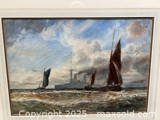 MaxSold Auction: Watercolor Seascape Painting  - Cranston (Rhode Island, USA) PARTNER MANAGED Downsizing Online Auction - Elmwood Avenue