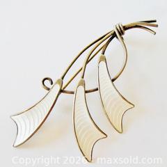 MaxSold Auction: Albert Scharning Sterling Silver White Guilloche Enamel Modernist Floral Brooch - Aurora (Ontario, Canada) PARTNER MANAGED Downsizing Online Auction - Murray Drive