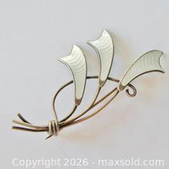 MaxSold Auction: Albert Scharning Sterling Silver White Guilloche Enamel Modernist Floral Brooch - Aurora (Ontario, Canada) PARTNER MANAGED Downsizing Online Auction - Murray Drive