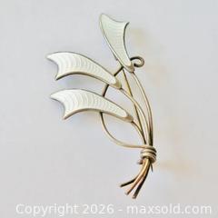MaxSold Auction: Albert Scharning Sterling Silver White Guilloche Enamel Modernist Floral Brooch - Aurora (Ontario, Canada) PARTNER MANAGED Downsizing Online Auction - Murray Drive