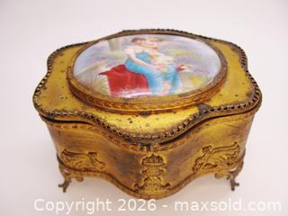MaxSold Auction: Antique Jewellery Casket With Hand Painted Cherub Porcelain Lid  - Aurora (Ontario, Canada) PARTNER MANAGED Downsizing Online Auction - Murray Drive
