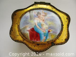 MaxSold Auction: Antique Jewellery Casket With Hand Painted Cherub Porcelain Lid  - Aurora (Ontario, Canada) PARTNER MANAGED Downsizing Online Auction - Murray Drive