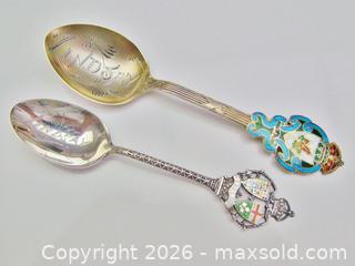 MaxSold Auction: Antique Sterling Silver & Enamel Lindsay ON Souvenir Spoons  - Aurora (Ontario, Canada) PARTNER MANAGED Downsizing Online Auction - Murray Drive