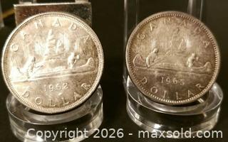 MaxSold Auction: Canadian Silver Dollars - 1962 and 1965 - Aurora (Ontario, Canada) PARTNER MANAGED Downsizing Online Auction - Murray Drive