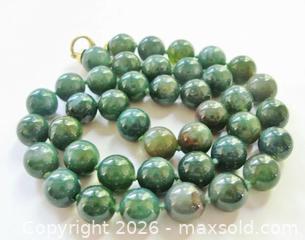 MaxSold Auction: Chunky 26 Inch Matinee Length Multi-Toned Green Jasper Bead Necklace With 18k Gold Clasp - Aurora (Ontario, Canada) PARTNER MANAGED Downsizing Online Auction - Murray Drive