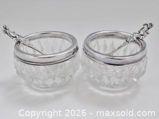 MaxSold Auction: Crystal Salt Cellars With Sterling Silver Rims & Cupid Spoons  - Aurora (Ontario, Canada) PARTNER MANAGED Downsizing Online Auction - Murray Drive