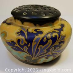 MaxSold Auction: Gouda Art Pottery Vase With Fitted Flower Frog - Aurora (Ontario, Canada) PARTNER MANAGED Downsizing Online Auction - Murray Drive